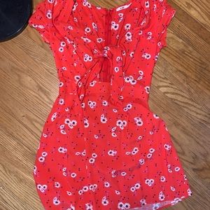 Tie Front Floral Dress